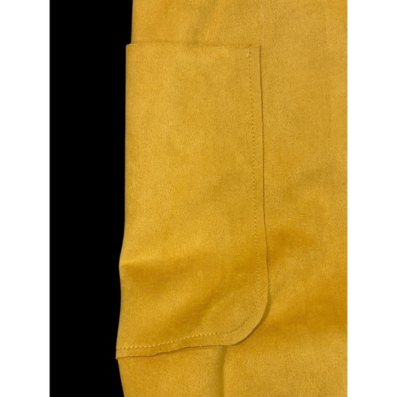 Premise Jacket Women's Large Golden Vegan Suede Faux Leather Open Front Pockets - Picture 5 of 9